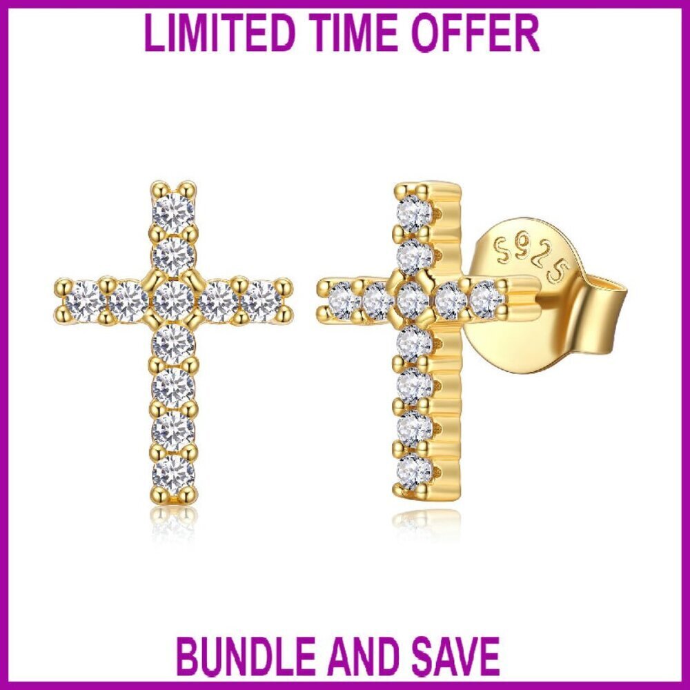 Sterling Silver Cross Stud Earrings Hypoallergenic Gift Ready